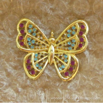 gold-plated crystal rhinestone butterfly